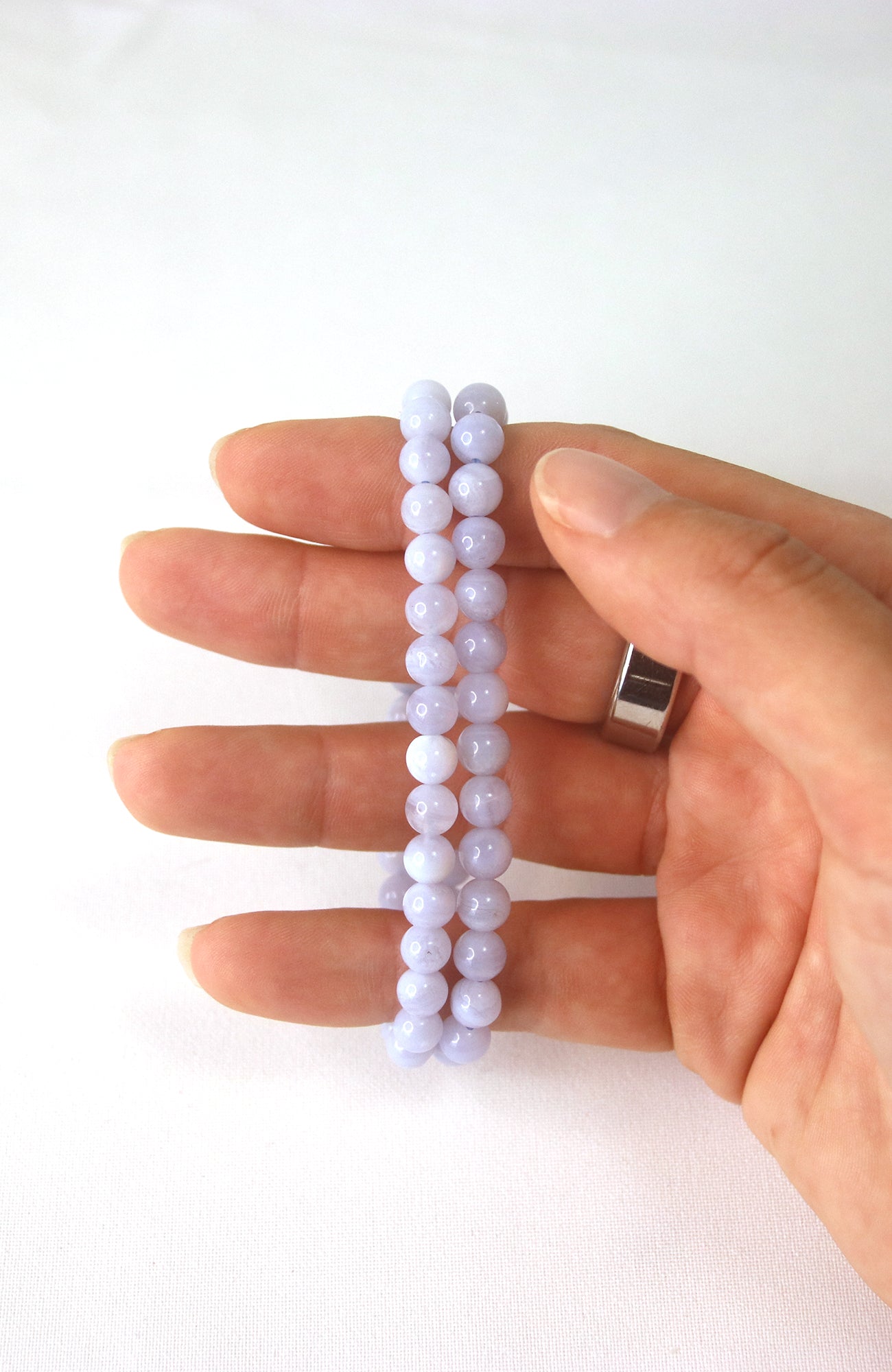 Blue Lace Agate Bead 6mm Bracelet 416